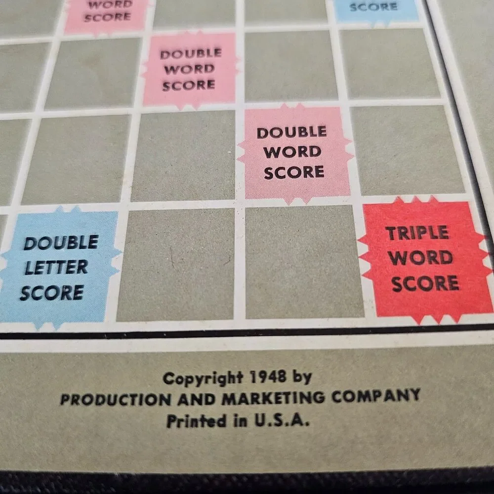 Vtg Selchow Right Scrabble Game, 1953 Original Box, Some Damage, Missing One L